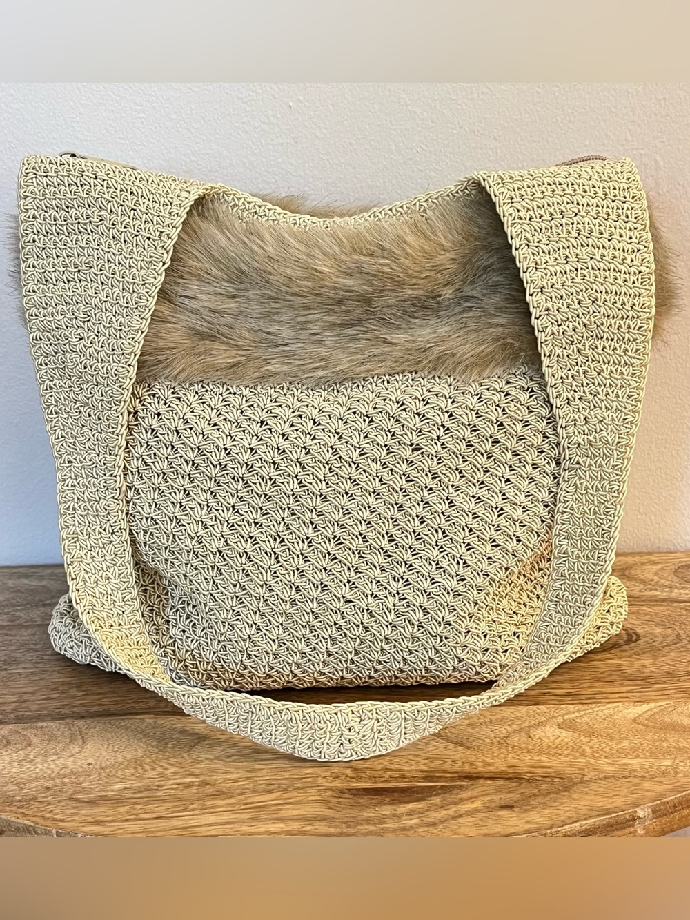 VTG 90s/00s Fiorucci Italy Faux Fur & Woven Baguette